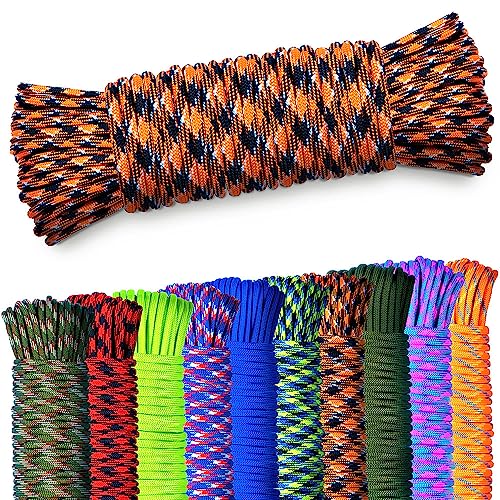 NEU AMZoutdoor® 4mm Paracord 550 Schnur | Paracord Schnur | 7 Kernstränge | Outdoor Ausrüstung | Outdoor Camping | Paracord Schnüre (Schwarz-Orange, 10 Meter) von AMZoutdoor