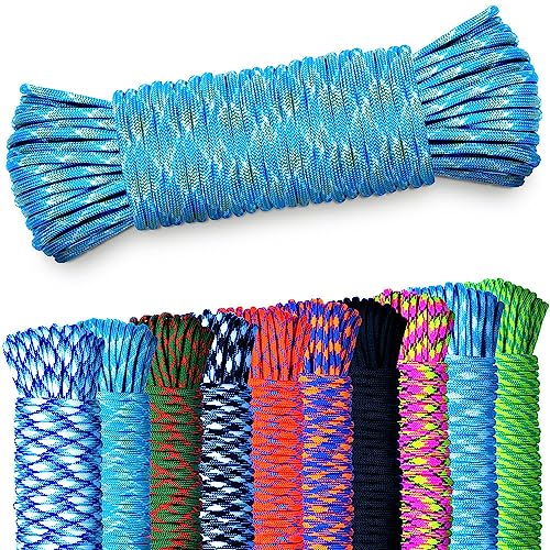 NEU AMZoutdoor® 5,10 oder 15m Paracord 550 Schnur | Paracord Schnur | 7 Kernstränge | Outdoor Ausrüstung | Outdoor Camping | Paracord Schnüre für Hundehalsband | Hundeleine (Blau-Grau, 10 Meter) von AMZoutdoor