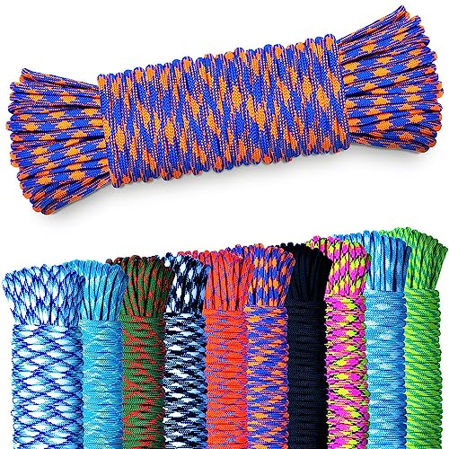 NEU AMZoutdoor® 5,10 oder 15m Paracord 550 Schnur | Paracord Schnur | 7 Kernstränge | Outdoor Ausrüstung | Outdoor Camping | Paracord Schnüre für Hundehalsband | Hundeleine (Orange-Blau, 10 Meter) von AMZoutdoor