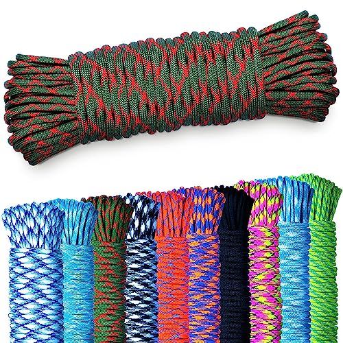 NEU AMZoutdoor® 5,10 oder 15m Paracord 550 Schnur | Paracord Schnur | 7 Kernstränge | Outdoor Ausrüstung | Outdoor Camping | Paracord Schnüre für Hundehalsband | Hundeleine (Schwarz-Rot, 15 Meter) von AMZoutdoor