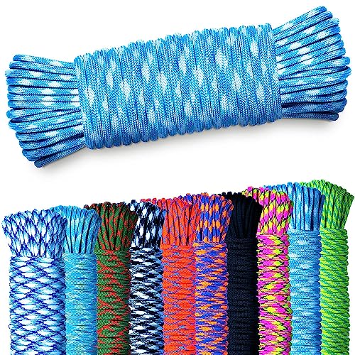 NEU AMZoutdoor® 5,10 oder 15m Paracord 550 Schnur | Paracord Schnur | 7 Kernstränge | Outdoor Ausrüstung | Outdoor Camping | Paracord Schnüre für Hundehalsband | Hundeleine (Weiß-Blau, 10 Meter) von AMZoutdoor