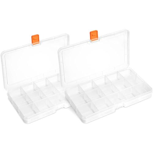 NEU AMZoutdoor® 6 Stück Mini Aufbewahrungsboxen mit 15 Fächern einstellbar | Sortierbox | Sortimentbox | Perlenbox | Schraubenbox | Kleinteilebox (c: 6 Stück) von AMZoutdoor