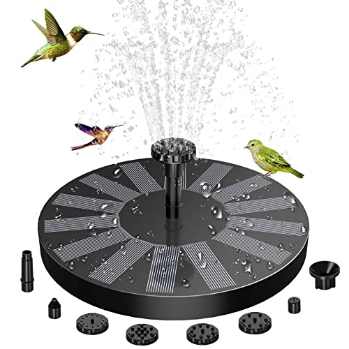 AMZtime 1.5W Solar Springbrunnen für Außen Upgrade Solarbrunnen für Draussen, Solar Teichpumpe mit 6 Effekte Solar Wasserpumpe Solar schwimmender Fontäne Pumpe für Garten teich Vogel-Bad von AMZtime