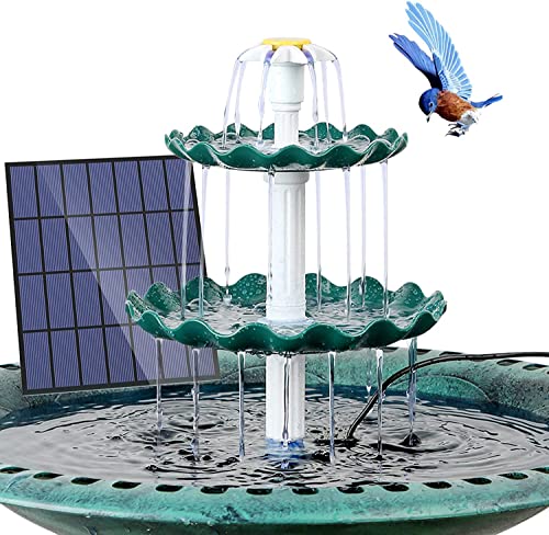 AMZtime DIY Solarbrunnen für Draussen,Vogeltränke Sets mit 3,5W Solar Springbrunnen für Außen, 3 Stufige Vogelfütterer,Vogelbad und Abnehmbar und Geeignet für Vogeltränke, Garten von AMZtime
