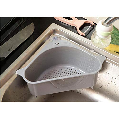 AMhomely 2 Stück Waschbecken Filterablage Dreieck-Lagerregal - Seiher Sieb Set Klappbar Abtropfsieb über die Spüle Vegtable/Obst Küche Sieb Teesieb mit ausziehbaren Griffen (grau) von AMhomely