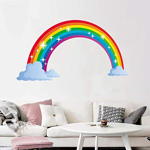 AMhomely® 2019 Regenbogen Wandaufkleber - Wandtattoo Regenbogen Schloss Wandsticker Fee Sterne Wandaufkleber Kinderzimmer Babyzimmer Mädchenzimmer Schlafzimmer Wanddeko (A) von AMhomely