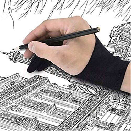 Antifouling- und Anti-Sweat-Handschuhe zum Malen und Zeichnen - Zwei Finger Anti-Fouling Handschuh Zeichnung & Pen Graphic Tablet Pad für Künstler Schwarz (1PC Männlich) von AMhomely
