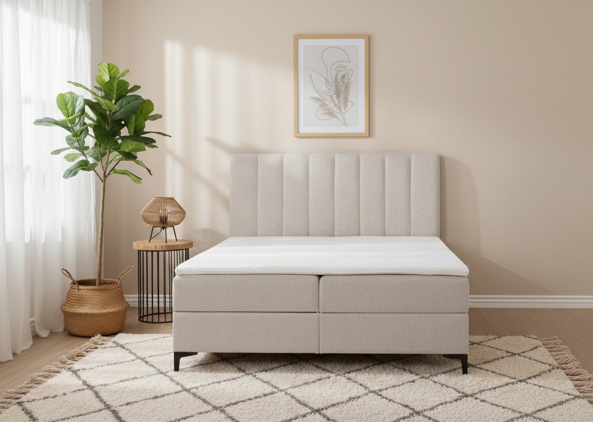 AN FURNITURE STORE Boxbett SIENA mit zwei seitlichen Bettkästen, Topper und Bonellmatratze H3 (140 x 200), zwei seitliche Bettkästen, Topper und Bonellmatratze von AN FURNITURE STORE