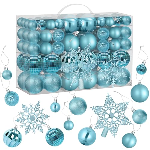 102PCS Weihnachtskugeln Kunststoff Weihnachtsbaumkugeln Weihnachtsschmuck Schneeflocken Weihnachtsdeko Set von AN HUI MING