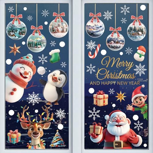 9 Blatt Fensterbild Weihnachten, Kinder Fensterbilder Weihnachtsdeko Selbstklebend，Statisch Fensterfolie Weihnachten，Winterdekoration Doppelseitige, Weihnachtsfensterbilder PVC Schneemänner von AN HUI MING
