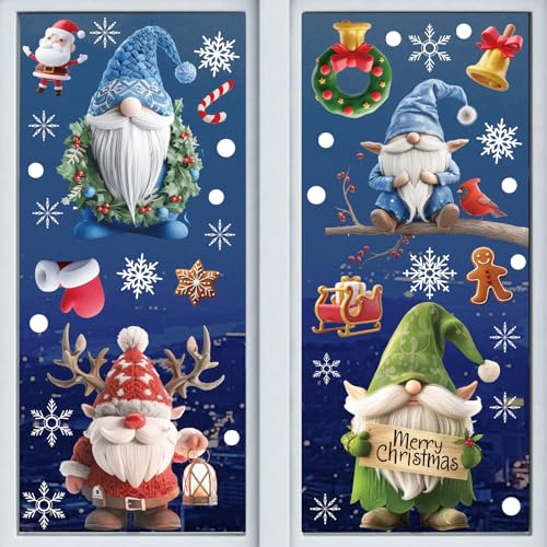 9 Blatt Fensterbild weihnachten, Fensterbilder Weihnachtsdeko Selbstklebend，Statisch Fensterfolie Weihnachten，Winterdekoration Doppelseitige, Weihnachtsfensterbilder PVC Wiederverwendbare von AN HUI MING