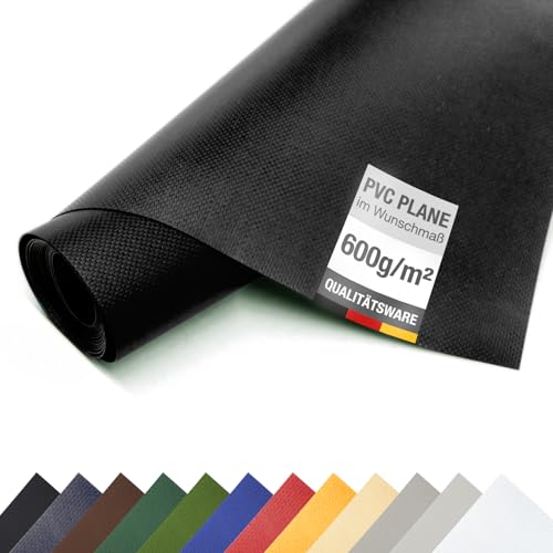 (3m breit) Abdeckplane aus LKW Planenstoff 600g/m² - Meterware ohne Ösen, Gewebeplane PVC Plane Schutzplane Industrie (Schwarz RAL9005) von ANKO PLANEN