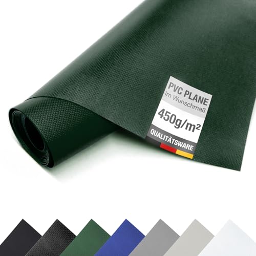 LKW Plane/PVC-Plane 450g/m² - 3m breit -Meterware ohne Ösen Gewebeplane Abdeckplane Schutzplane (Grün RAL6005) von ANKO PLANEN