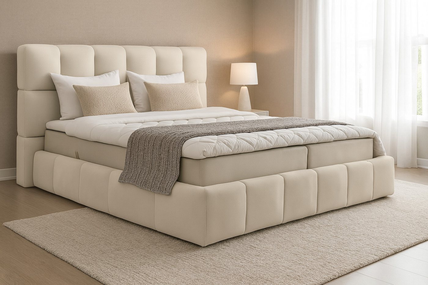 AN-MOEBEL4U Boxbett mit Bonell oder - Taschenfederkernmatratze, Topper, Bettkasten (Bett mit zwei seitlich zu öffnenden Bettkästen), Boxspringbett mit Topper und Matratze von AN-MOEBEL4U