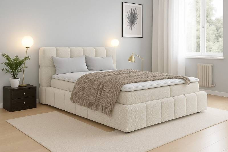 AN FURNITURE STORE Boxbett mit Bonell oder - Taschenfederkernmatratze, Topper, Bettkasten (Bett mit zwei seitlich zu öffnenden Bettkästen), Boxspringbett mit Topper und Matratze von AN FURNITURE STORE