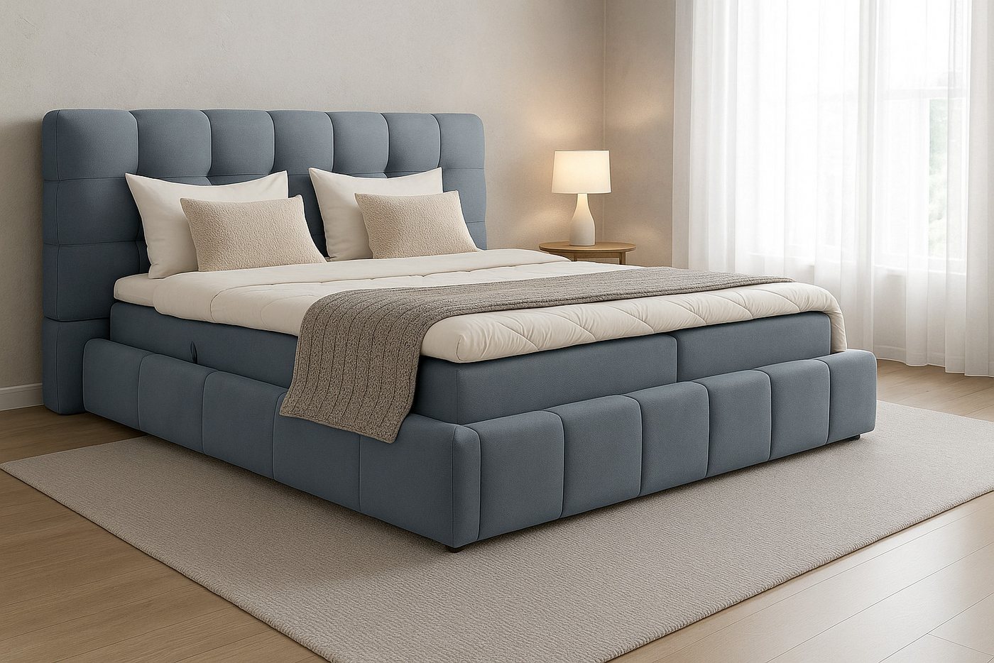 AN-MOEBEL4U Boxbett mit Bonell oder - Taschenfederkernmatratze, Topper, Bettkasten (Bett mit zwei seitlich zu öffnenden Bettkästen), Boxspringbett mit Topper und Matratze von AN-MOEBEL4U