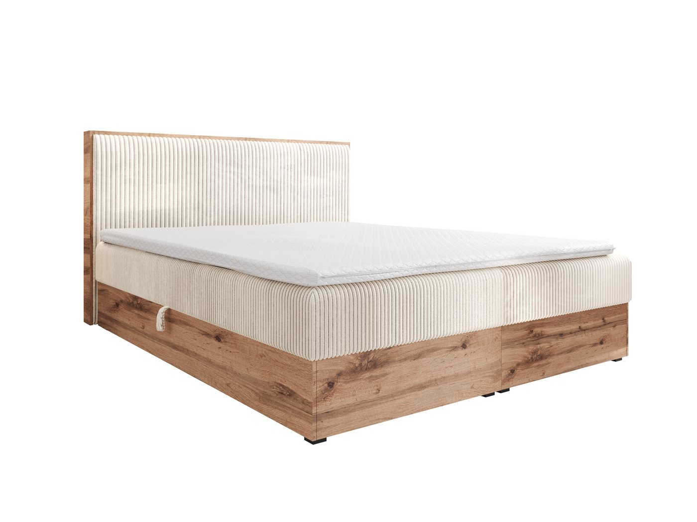 AN-MOEBEL4U Boxspringbett Boxspringbett TESSA in Stoff Cord, hochwertiger Topper aus hochelastischem Schaumstoff von AN-MOEBEL4U