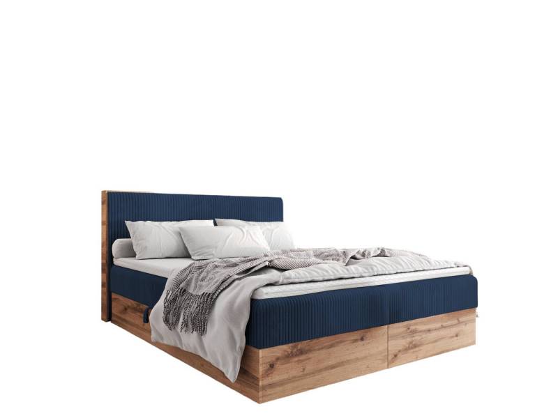 AN-MOEBEL4U Boxspringbett Boxspringbett TESSA in Stoff Cord, hochwertiger Topper aus hochelastischem Schaumstoff von AN-MOEBEL4U