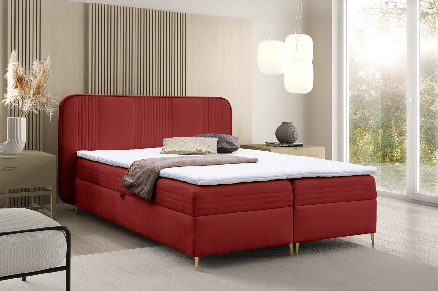 AN-MOEBEL4U Boxspringbett GOLDFLAIR, inkl. Bettkasten und Topper von AN-MOEBEL4U