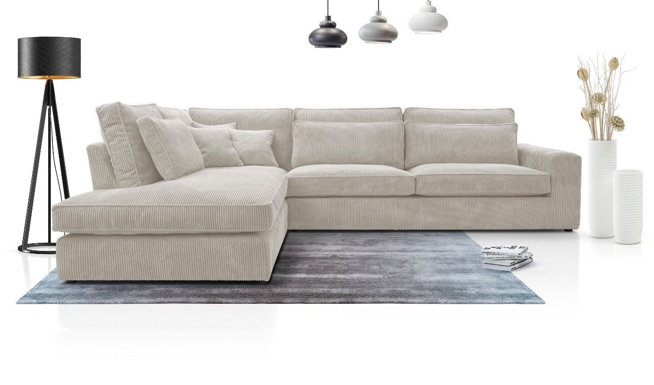 AN-MOEBEL4U Ecksofa COMFORTO STANDARD CORD 314 x 224 cm, Schaumstoffpolsterung T30 mit Wellenfederkern von AN-MOEBEL4U