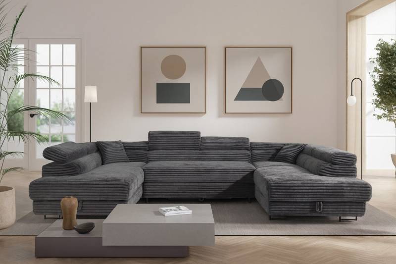 AN-MOEBEL4U Ecksofa LUIS U Wohnlandschaft mit Schlaffunktion, Bettkasten, Universal, Stauraum von AN-MOEBEL4U