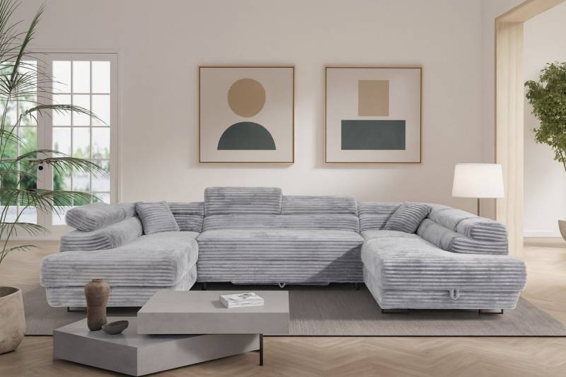 AN-MOEBEL4U Ecksofa LUIS U Wohnlandschaft mit Schlaffunktion, Bettkasten, Universal, Stauraum von AN-MOEBEL4U