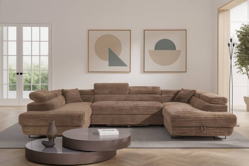 AN-MOEBEL4U Ecksofa LUIS U Wohnlandschaft mit Schlaffunktion, Bettkasten, Universal, Stauraum von AN-MOEBEL4U