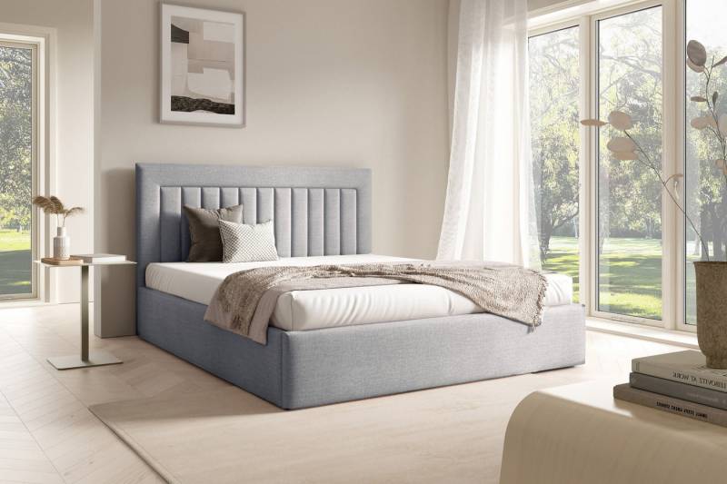 AN-MOEBEL4U Polsterbett BEZA I – Doppelbett, Bettkasten, gepolstertes Kopfteil, ohne Matratze (mit Holzlattenrost), stabile Konstruktion, integrierter Federmechanismus von AN-MOEBEL4U