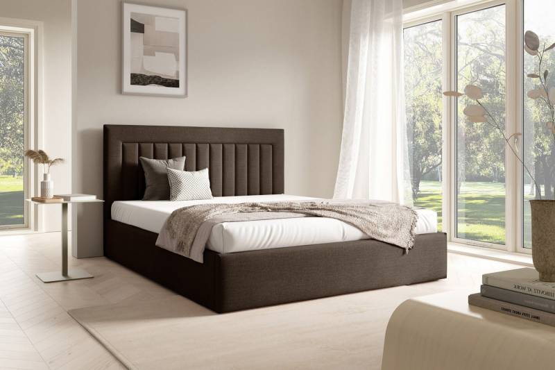 AN-MOEBEL4U Polsterbett BEZA I – Doppelbett, Bettkasten, gepolstertes Kopfteil, ohne Matratze (mit Holzlattenrost), stabile Konstruktion, integrierter Federmechanismus von AN-MOEBEL4U