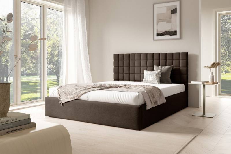 AN-MOEBEL4U Polsterbett BEZA III–Doppelbett, Bettkasten, gepolstertes Kopfteil, ohne Matratze (mit Holzlattenrost), stabile Konstruktion, integrierter Federmechanismus, ohne Matratze von AN-MOEBEL4U