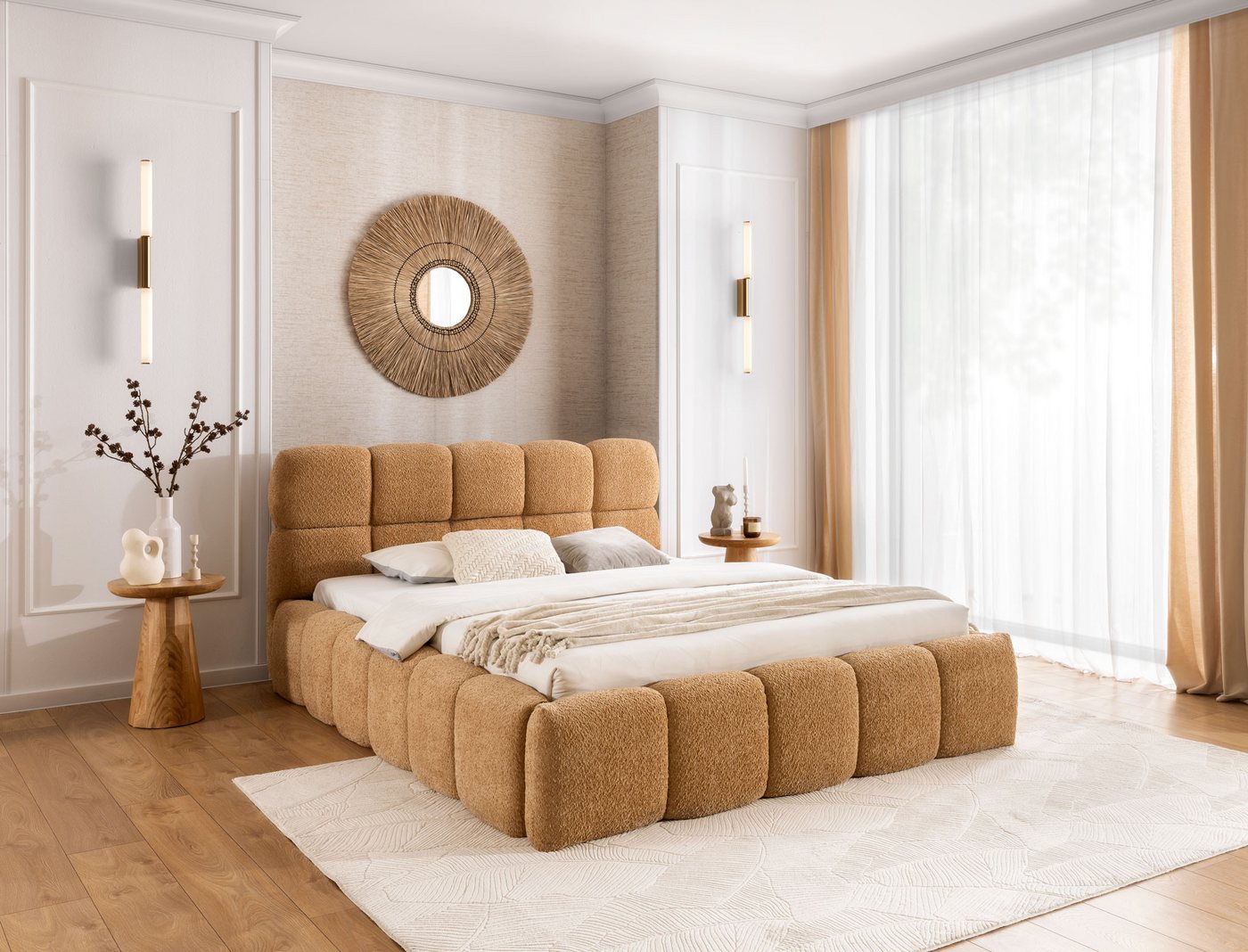 AN-MOEBEL4U Polsterbett Sophie-Doppelbett mit Bettkasten, gepolstertem Kopfteil, ohne Matratze (mit Holzlattenrost), stabile Konstruktion, integrierter Federmechanismus von AN-MOEBEL4U