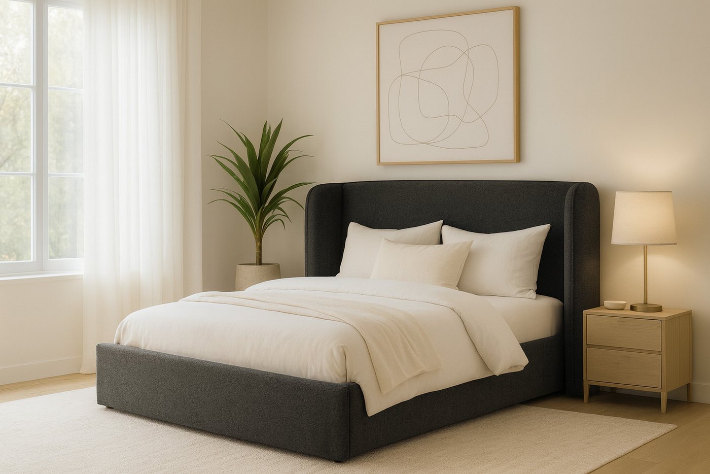 AN-MOEBEL4U Polsterbett ESTELLA Doppelbett, Bettkasten, gepolstertes Kopfteil (stabile Konstruktion), 140 x 200 cm, integrierte Dämpfer, ohne Matratze von AN-MOEBEL4U