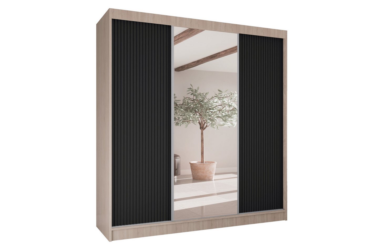 AN-MOEBEL4U Schwebetürenschrank FABIO 200/215/61 mit Spiegel. Front geriefelt. AN-MOEBEL4U Schwebetürenschrank FABIO 200/215/61 mit Spiegel. Front geriefelt. von AN-MOEBEL4U