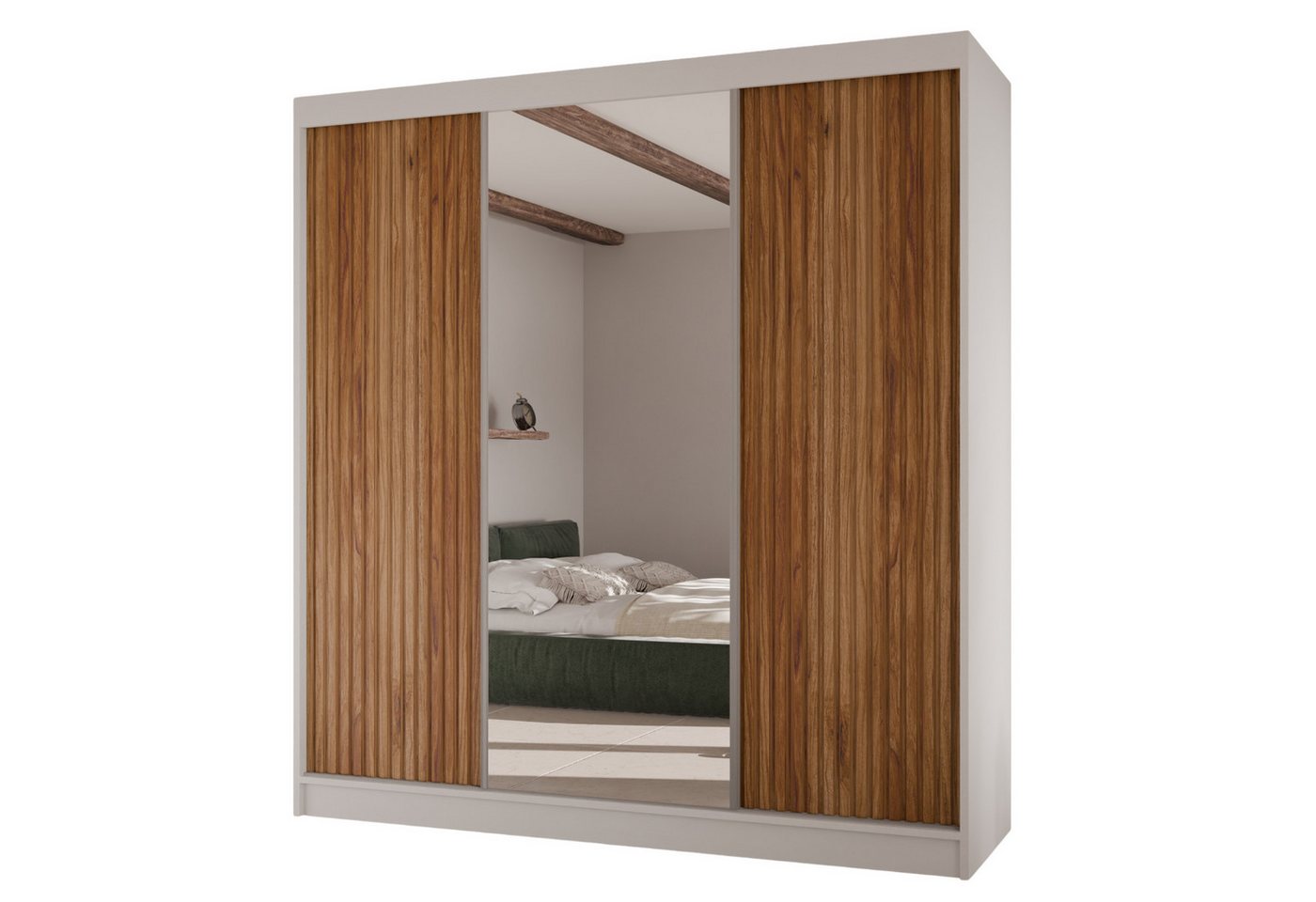 AN-MOEBEL4U Schwebetürenschrank FABIO 200/215/61 mit Spiegel. Front geriefelt. AN-MOEBEL4U Schwebetürenschrank FABIO 200/215/61 mit Spiegel. Front geriefelt. von AN-MOEBEL4U