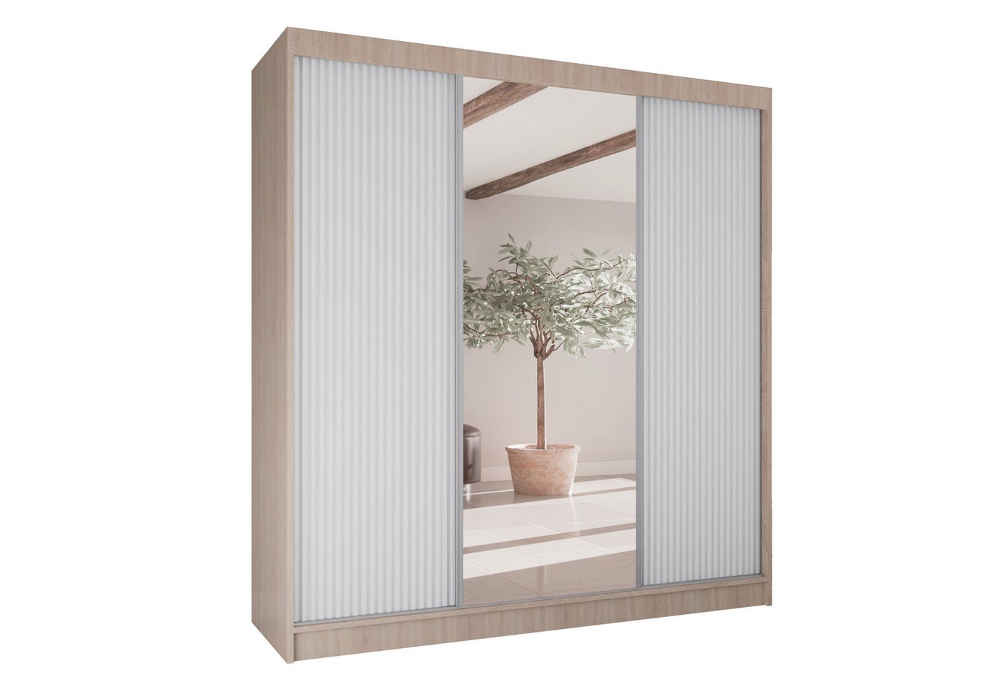AN-MOEBEL4U Schwebetürenschrank FABIO 200/215/61 mit Spiegel. Front geriefelt. AN-MOEBEL4U Schwebetürenschrank FABIO 200/215/61 mit Spiegel. Front geriefelt. von AN-MOEBEL4U