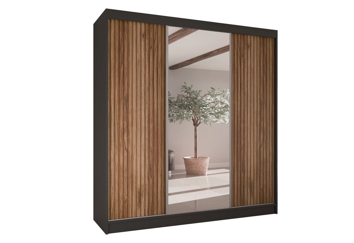 AN-MOEBEL4U Schwebetürenschrank FABIO 200/215/61 mit Spiegel. Front geriefelt. AN-MOEBEL4U Schwebetürenschrank FABIO 200/215/61 mit Spiegel. Front geriefelt. von AN-MOEBEL4U