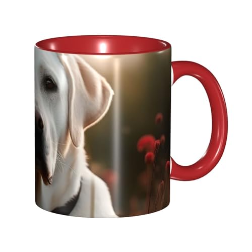 Weiße Labrador-Tasse, zweifarbige Keramiktasse, 330 ml, mikrowellengeeignet, perfekt für Zuhause, Büro oder Geschenk (9,5 cm breit) von ANABPRMA