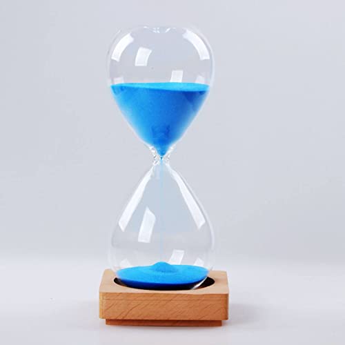 30-Minuten-Sanduhr Aus Glas Mit Holzsockel,Klassische Halbstündige Sanduhr Für Yoga/Lese-Timer,Weihnachten,Geburtstag,Geschenk,Heimdekoration,Ornament,Blau,30 Min von ANALTIRCE