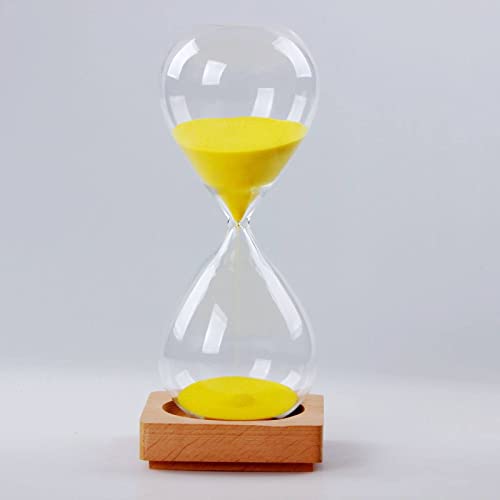 30-Minuten-Sanduhr Aus Glas Mit Holzsockel,Klassische Halbstündige Sanduhr Für Yoga/Lese-Timer,Weihnachten,Geburtstag,Geschenk,Heimdekoration,Ornament,Gelb,30 Min von ANALTIRCE