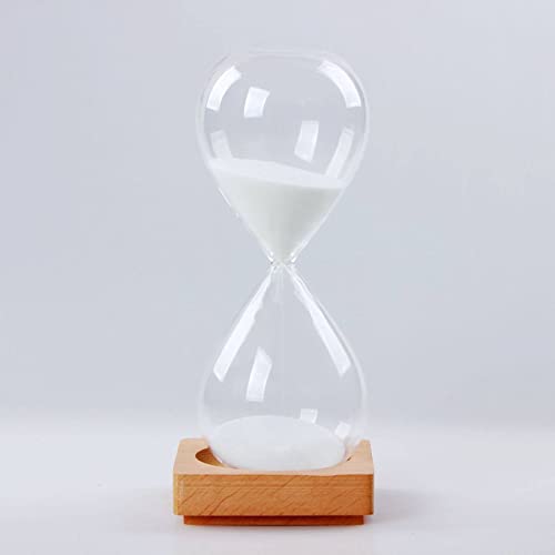 30-Minuten-Sanduhr Aus Glas Mit Holzsockel,Klassische Halbstündige Sanduhr Für Yoga/Lese-Timer,Weihnachten,Geburtstag,Geschenk,Heimdekoration,Ornament,Weiß,30 Min von ANALTIRCE