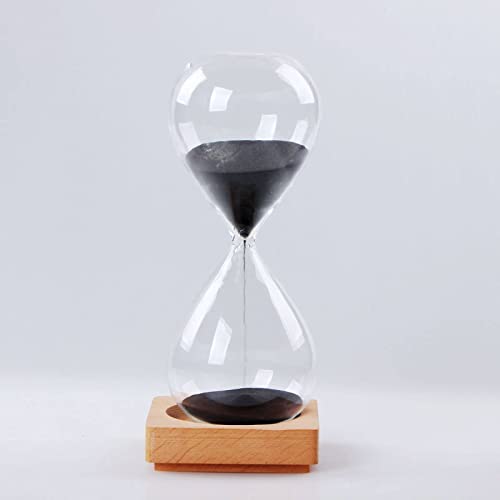 30-Minuten-Sanduhr Aus Glas Mit Holzsockel,Klassische Halbstündige Sanduhr Für Yoga/Lesetimer,Weihnachten,Geburtstag,Geschenk,Heimdekoration,Ornament,Schwarz,30 Min von ANALTIRCE