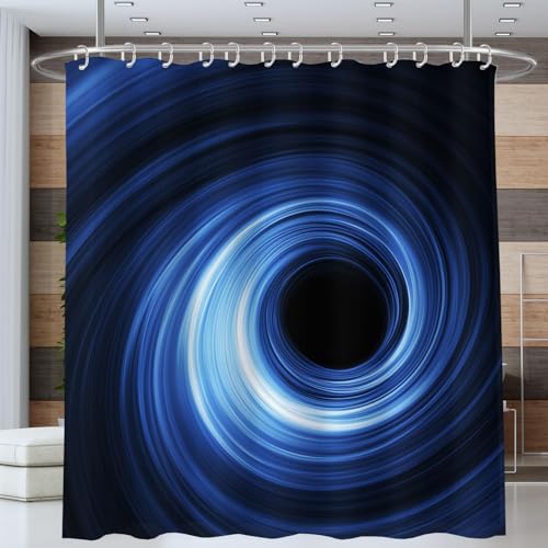 ANALTIRCE Blaue Spirale Duschvorhang 240x200cm,Schwarzen Lochs Schwarz Bad Waschbar Duschvorhänge Polyester Textil Wasserdicht Badevorhang für Badewanne mit 12 Haken von ANALTIRCE