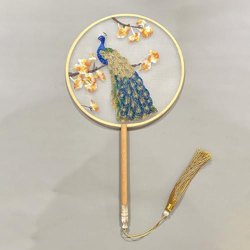 Chinesischer Runder Handfächer, Tragbarer Tanzfächer, Runder Seidenfächer Im Antiken Hofstil, Sommerlicher Runder Handfächer Für Frauen, Tanz, Hochzeit, Bild 2, Einheitsgröße von ANALTIRCE