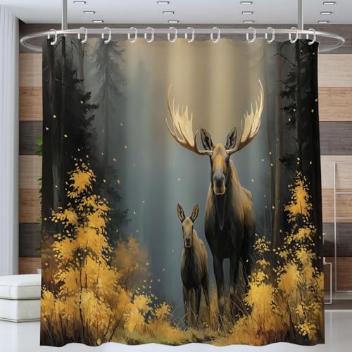 ANALTIRCE Duschvorhang 180x180cm Elch Im Wald Abstrakte Tiere,Beschwerter Waschbar Polyester Antischimmel Wasserabweisend Stoff Badevorhänge mit 12 Ösen und Duschvorhangringe für Badezimmer ANALTIRCE Duschvorhang 180x180cm Elch Im Wald Abstrakte Tiere,Beschwerter Waschbar Polyester Antischimmel Wasserabweisend Stoff Badevorhänge mit 12 Ösen und Duschvorhangringe für Badezimmer von ANALTIRCE