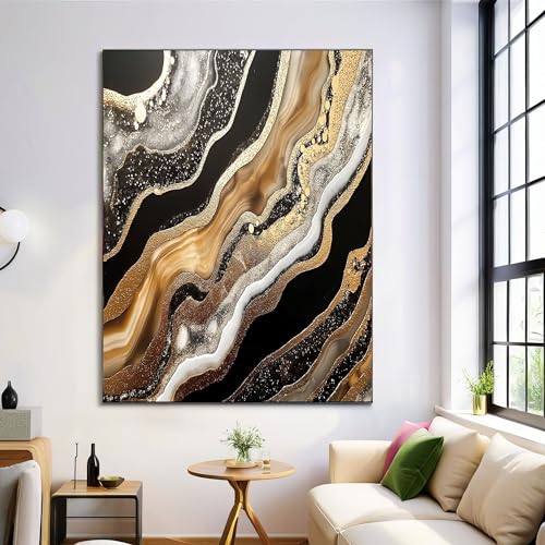 Elegant Geode Leinwand-Wandkunst, Natur Wirbel Bild Wanddekoration für Schlafzimmer Wohnzimmer 60×80 cm Ungerahmt von ANALTIRCE