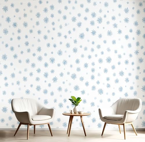 Fototapete 3D Effekt Abstrakt Geometrisch Tapete Blaue Sterne Tapeten Vliestapete Modern Wandtapete Wohnzimmer Wanddeko Motivtapeten 450×300cm(W×H) von ANALTIRCE