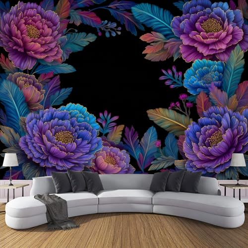 Fototapete 3D Effekt Böhmische Federn Tapete Abstrakt Blumen Pflanzen Tapeten Vliestapete Modern Wandtapete Wohnzimmer Wanddeko Motivtapeten 150×105cm(W×H) von ANALTIRCE