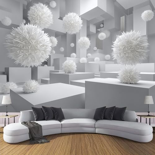 Fototapete 3D Effekt Einfach Geometrisch Tapete 3D-Kugel Tapeten Vliestapete Modern Wandtapete Wohnzimmer Wanddeko Motivtapeten 450×300cm(W×H) von ANALTIRCE