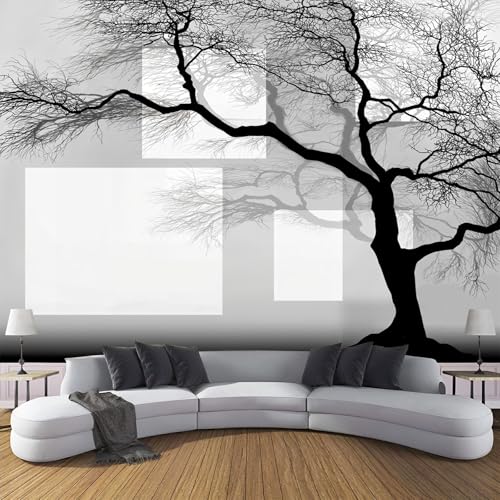 Fototapete 3D Effekt Einfach Geometrisch Tapete Abstrakte Bäume Tapeten Vliestapete Modern Wandtapete Wohnzimmer Wanddeko Motivtapeten 350×256cm(W×H) von ANALTIRCE