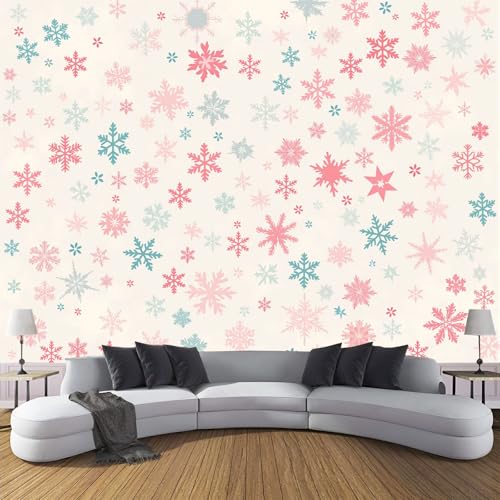 Fototapete 3D Effekt Einfach Geometrisch Tapete Weihnachtsschneeflocken Tapeten Vliestapete Modern Wandtapete Wohnzimmer Wanddeko Motivtapeten 150×105cm(W×H) von ANALTIRCE